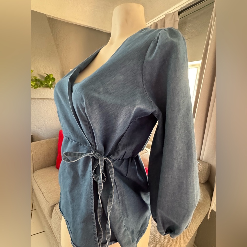 Blue Wrap Top